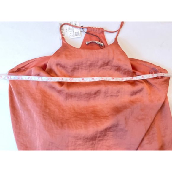 NWT Zara Women Flowy Cami Bodysuit Tank Satin 05580200664028 Salmon Orange Small - Picture 5 of 8